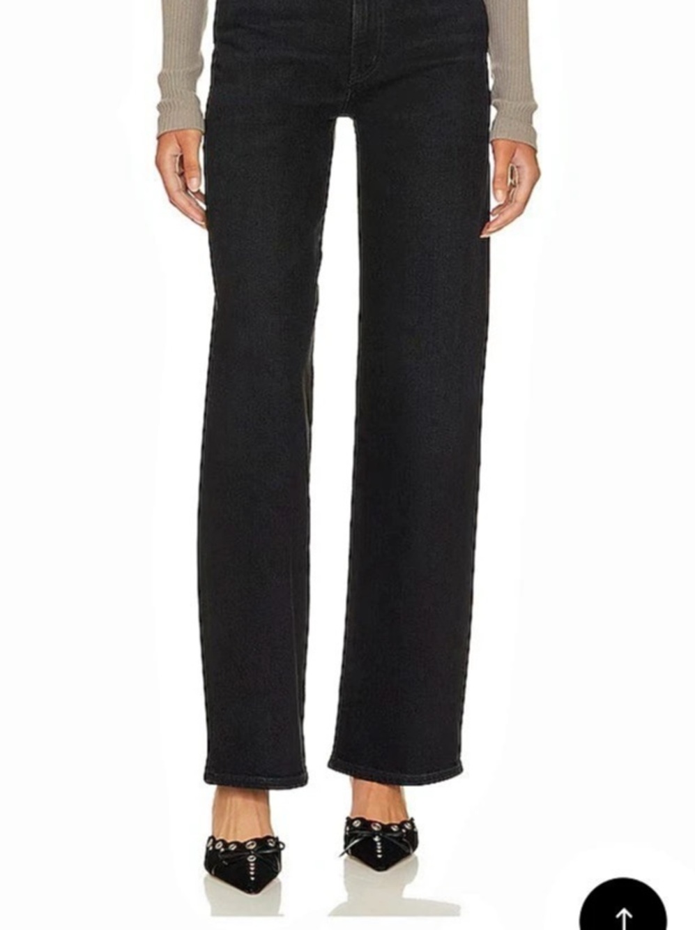AGOLDE Harper Mid Rise Wide Straight Jeans Black Waist 31